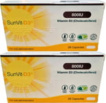 SunVit-D3 800IU 28 Capsules | Vitamin D Supplement | Bone Health Support X 2