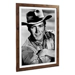 Big Box Art Framed Print of Clint Eastwood (1) Design | Wall Art Picture | Home Decor for Kitchen, Living, Dining Room, Lounge, Bedroom, Hallway, Office, Walnut, A2 / 24.5x18 Inch / 62x45cm