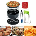 8PCS Air Fryer Rack & Grills Steel Baking Pot Dual Basket Accessories For Ninja