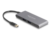 Delock 64111, Usb 3.2 Gen 2 (3.1 Gen 2) Type-C, Usb 3.2 Gen 2 (3.1 Gen 2) Type-A, Usb 3.2 Gen 2 (3.1 Gen 2) Type-C, 10000 Mbit/S, Grå, Gjuten Aluminium, 15 W