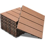 Dalles clipsables en bois composite wpc 30 x 30 cm Dalle de terrasse jardin extérieur 22x 2m² Mosaic marron - Einfeben