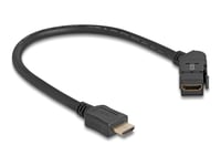 Delock - Hdmi-Förlängningskabel - Hdmi Hona Angled, Panel Mountable Till Hdmi Hane - 30 Cm - Svart - 8K60 Hz (7680 X 4320) Stöd, Trapetsjack