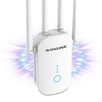 WONLINK Newest WiFi Extender Booster, WiFi Booster 1200Mbps WiFi Extender Support Repeater/AP/Router Modes, WiFi Range Booster for Home with 4 * 360° Rotatable Antennas, Easy Setup, UK Plug