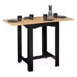 Table haute de bar extensible dona 2 à 4 personnes noire plateau façon hêtre 65-130 cm