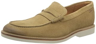 Clarks Homme Atticus LT Slip Mocassin, Suède de Sable foncé, 43 EU