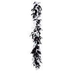 Boland 52656 Boa à plumes, noir et blanc, longueur environ 180 cm, accessoire charleston, style années 20, pour costume, carnaval, fête à thème