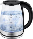 RAINEBEAN Electric Kettle, 1.8L Glass Tea Kettle with LED Light, Auto Shut-Off