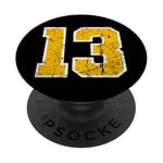 Numéro en détresse #13 Numéro universitaire jaune sport PopSockets PopGrip Interchangeable