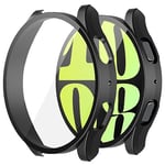 Misxi 2 Pièces PC Coque Compatible avec Samsung Galaxy Watch 6 44mm, Sensibilité élevée Case Protection d'écran pour Galaxy Watch 6, Noir