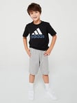 adidas Sportswear Kids Unisex Essentials T-shirt And Short Set - Black, Black, Size 5-6 Years