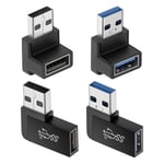 4-pack USB 3.0-adapter, vertikal uppåt och nedåt vinkel, horisontell vänster och höger vinkel, USB hane till hona