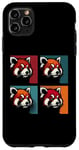 Coque pour iPhone 11 Pro Max Red Panda Pop Art – Vintage coloré mignon panda rouge amoureux