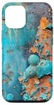 Coque pour iPhone 12/12 Pro Patine rouillée / bleu turquoise / orange / aspect rouillé
