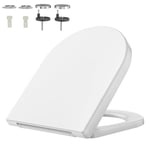 Rainsworth Abattant Wc Forme D Avec Nano Glaze matériau,Couvercle De Lunette WC Antibactérien De Conception Ergonomique,Dégagement Rapide à Un Bouton Cuvette Toilette,Couvercle Blanche Universelle