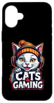 iPhone 16 Plus White Cat with Headset Design Case