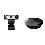 Logitech C930-E Business Webcam, Full HD 1080p/30fps Video Calling & Jabra Speak 510 Speaker Phone - Microsoft Certified Portable Bluetooth Conference Speaker with USB, Black