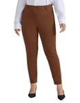 Hanna Nikole Pantalon pour femme grande taille, décontracté, stretch, taille haute, pantalon d'affaires, marron, 54