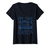 Womens Funny Fishing Adult Humor Fisherman I'm The Cutest Catch V-Neck T-Shirt