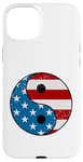 Coque pour iPhone 15 Plus Drapeau américain Yin et Yang rouge, blanc et bleu avec étoiles