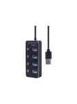 Gembird - hub - powered with switches black - 4 ports USB-hub - 4 porter - Svart