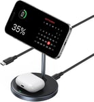 Magsafe Charger Stand 2-In-1 Magnetic Wireless Charger with USB C Cable Compatib