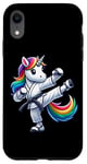 Coque pour iPhone XR Ceinture noire amusante licorne karaté athlète garçons filles enfants