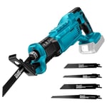 Scie sabre sans fil compatible avec Makita 18V batterie, Scie Électrique avec 4 lames, Scies égoïnes portable sans fil pour métal, bois, tuyaux en PVC, l'élagage des arbres (Moteur de brosse)