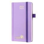 POPRUN Agenda de Poche 2025 16,5 x 9 cm D'août 2024 à déc 2025 - Petit Planner Semainier Scolaire 17 Mois Couverture Rigide avec Intervalle Horaire, Papier Certifié FSC®80 g/m² - Violet