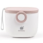 Termichy Distributeur de lait en poudre pour bébé 250 g Portable Avec grattoir et cuillère (Rose et blanc)