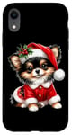 Coque pour iPhone XR Mignon chiot de Noël en costume de Père Noël