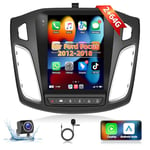 Podofo 2+64G Autoradio pour Ford Focus 2012-2018 avec Carplay sans Fil Android Auto, 9,7 Pouces Android 13 Radio avec écran Vertical, Bluetooth, WiFi + Caméra Arrière et Microphone