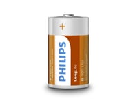 Philips Longlife Batteri R20l2f/10, Engångsbatteri, D, Zink-Kol, 1,5 V, 2 Styck, 3 År