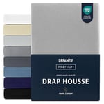 Dreamzie Drap Housse 80x200 cm, Jersey 100% Coton Premium, Hauteur De Matelas Jusqu'à 12, Hypoallergénique, Oeko-Tex, Gris