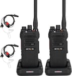 NR630 Talkie Walkie Professionnel, Radio Bidirectionnelle Longue Portée IP67 Étanche, Réduction de Bruit, 2800mAh, VOX, Rechargeable Talkie Walkie avec Casque pour Restaurant (Noir, 2Pcs)