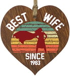 41st Wedding Anniversary Wooden Heart Plaque - Best Wife Since 1983 - Dark Wood Sign Keepsake, Celebrate Anniversary Husband Wife Partner, Forty-First Anniversary Plaque with Quotes Gifts