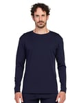 LAPASA Maillot de Corps Thermique Homme Laine Mérinos 100% Naturelle Manches Longues Base Layer de Sport Haut M67 Bleu Marine (Très Chaud) L