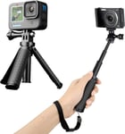 Mini trépied pour GoPro Hero 11 10 9 8 7 6 5 4 Action Camera Poignée de table extensible avec clip de téléphone Compatible avec iPhone Smartphone appareils photo numériques