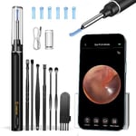 LMECHN Ear Wax Removal Kit, 1080P ear camera Otoscope, WiFi Ear Cleaner with App Control, earwax remover with 6 LEDs, IP67 Waterproof Ear Cleaning Kit for iOS, Android, Adults, Kids, Pets (Black)