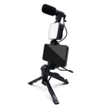 Mobile Phone Tripod Kit with Microphone LED Fill Vlog Video Making Kit for3199