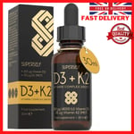 Vitamin D Drops - D3 K2 Liquid for Adults High Strength D Vegetarian Supplement