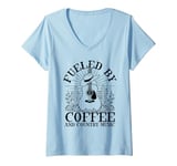 Womens Fueled by Coffee & Country Music V-Neck T-Shirt