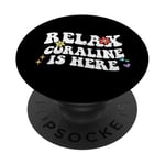 Retro Groovy Relax Coraline Is Here Nom amusant pour la fête des mères PopSockets PopGrip Adhésif