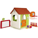 FEBER- Maison Multi-Activités 6 en 1, Maison pour Enfants avec Bowling, Raquettes, Jeux de Balles, Football, Basket-ball, Fléchettes Velcro, Jeux d'Imitation, 3 ans, Famosa (FEH15000) Version actuelle