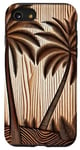 Coque pour iPhone SE (2020) / 7 / 8 Palmier sculpté sur bois marron du désert 2024