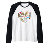 I Love Russia Shirt Russian Symbols Raglan Baseball Tee