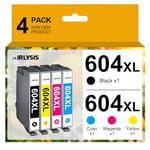 AIRLYSIS 604XL Cartouches d'encre Compatible pour Epson 604 XL Cartouche Epson XP 2200 pour Expression Home XP-2205 XP-3200 XP-3205 XP-4200 XP-4205 Workforce WF-2910 WF-2930 WF-2950 (Paquet de 4)