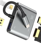 Ycj-Uk-1Iphone Hub Usb C Adaptateur Double Moniteur Hdmi Vga Usb A Type C Station D'Accueil(4 En 1)Compatible Avec Samsung Surface Apple 15 Pro Max Plus Ipad Air Mini Macbook Thunderbolt Tv Display