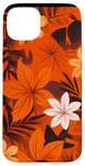 Coque pour iPhone 15 Plus Motif bordeaux tropical orange vif