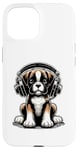 Coque pour iPhone 15 Boxer Dog Casque audio pour chien Boxers