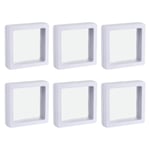 Floating Thin Film Display Box, ABS Frame 5cm x 5cm x 2cm White Pack of 6